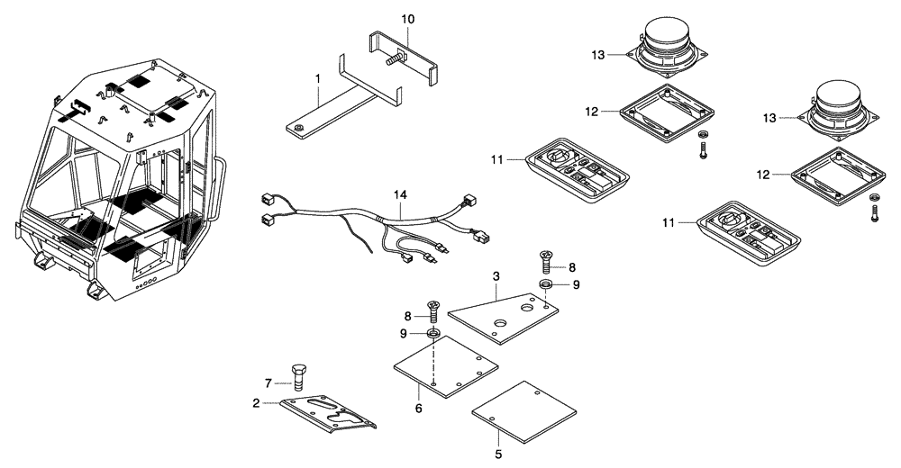 Схема запчастей Case 330 - (51A01001046[01]) - ROPS CAB - VARIED ACCESSORIES (10) - Cab/Cowlings