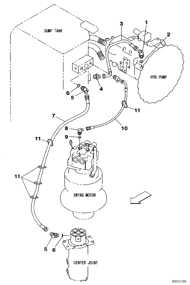 Схема запчастей Case CX130B - (08-07) - HYDRAULICS - DRAIN LINE (08) - HYDRAULICS