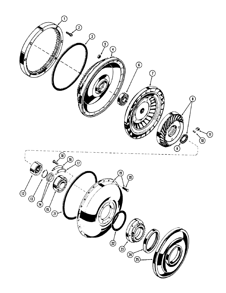 Схема запчастей Case W12 - (106) - TORQUE CONVERTER, FIRST USED TRANSMISSION SER. NO. 39647 (06) - POWER TRAIN