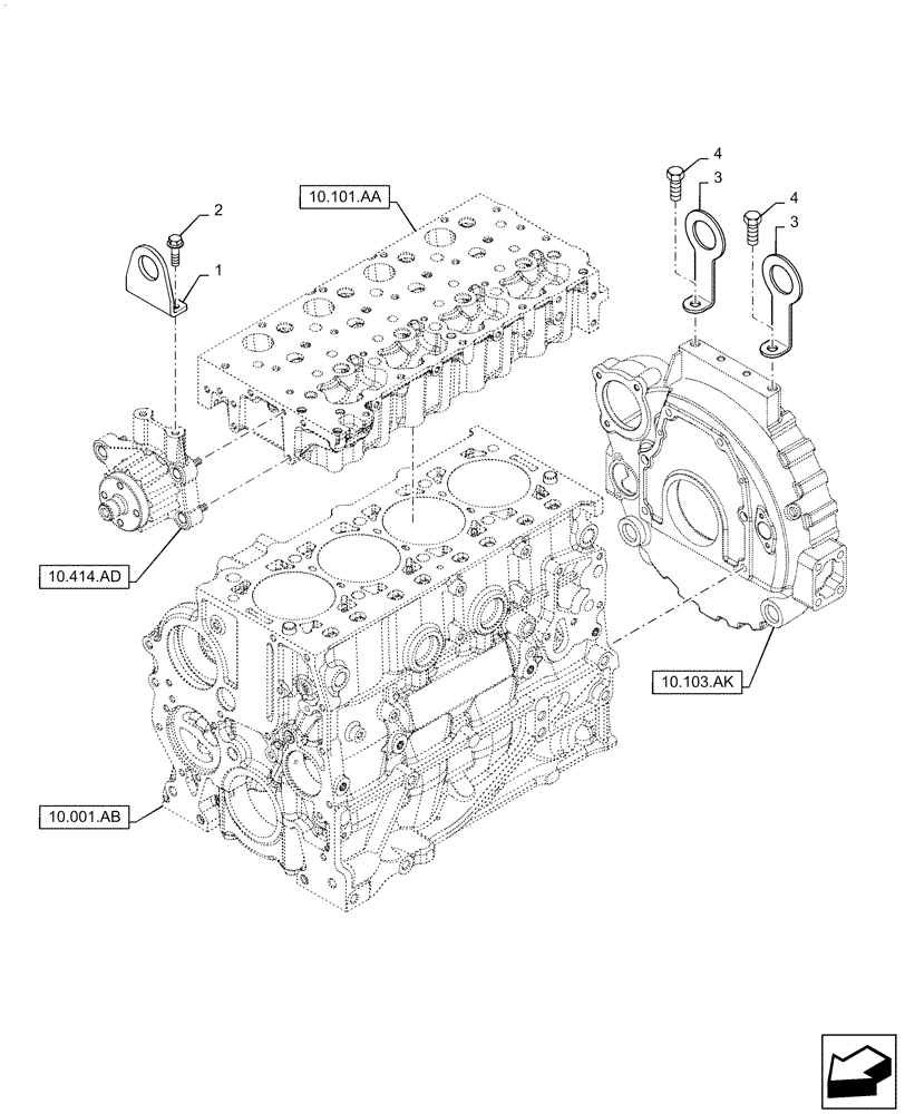 Схема запчастей Case F5CE5454B A005 - (10.001.AK) - HOOKS - ENGINE (10) - ENGINE