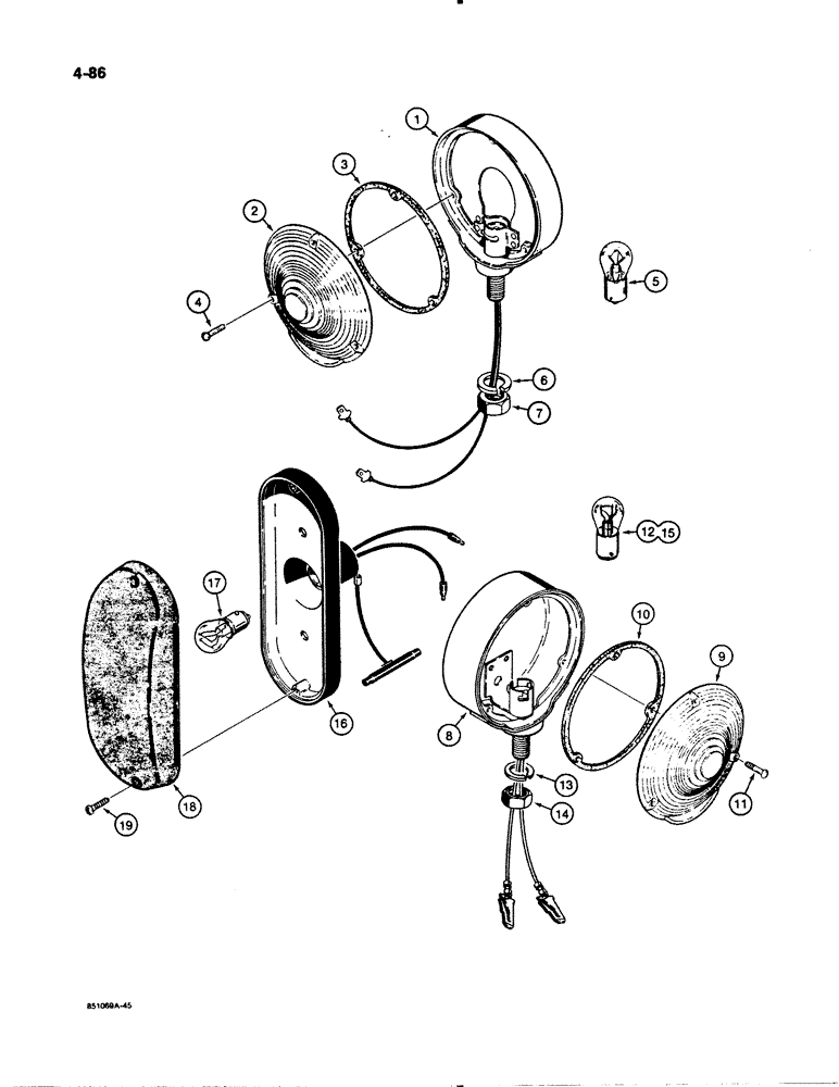 Схема запчастей Case W11B - (4-086) - STOP AND TAIL LAMPS, STOP AND TAIL LAMP - L107689, BEFORE (04) - ELECTRICAL SYSTEMS