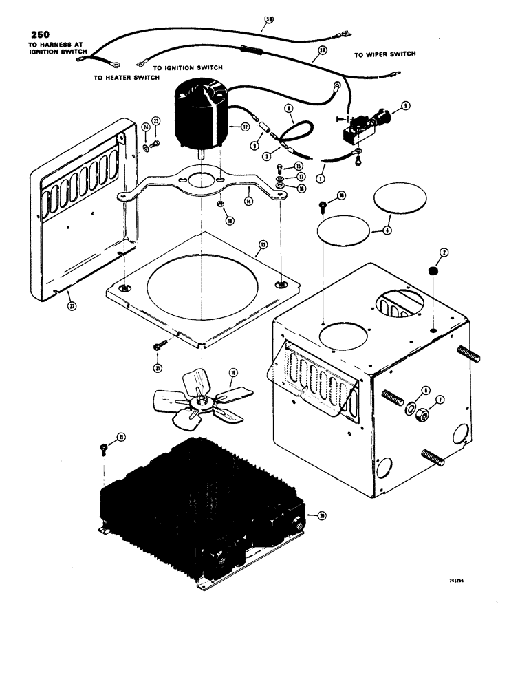 Схема запчастей Case W18 - (250) - CAB HEATER AND WIRING (09) - CHASSIS