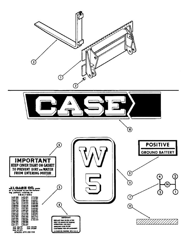 Схема запчастей Case W5A - (178) - FORK LIFT, DECALS (09) - CHASSIS