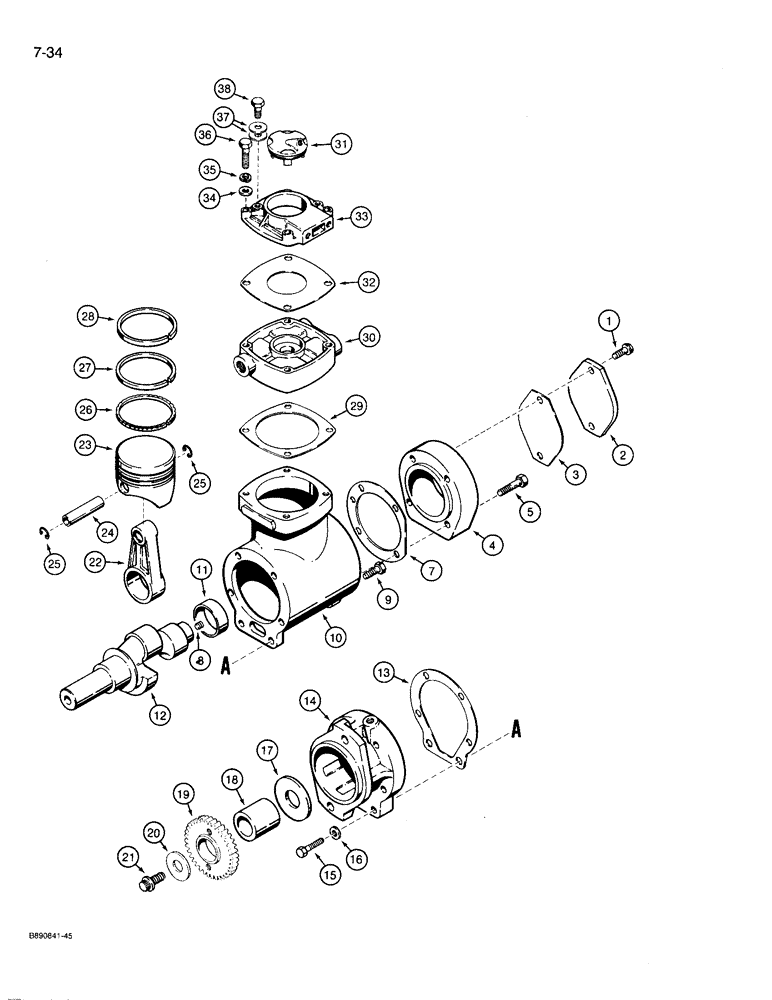 Схема запчастей Case 721 - (7-34) - AIR COMPRESSOR (07) - BRAKES