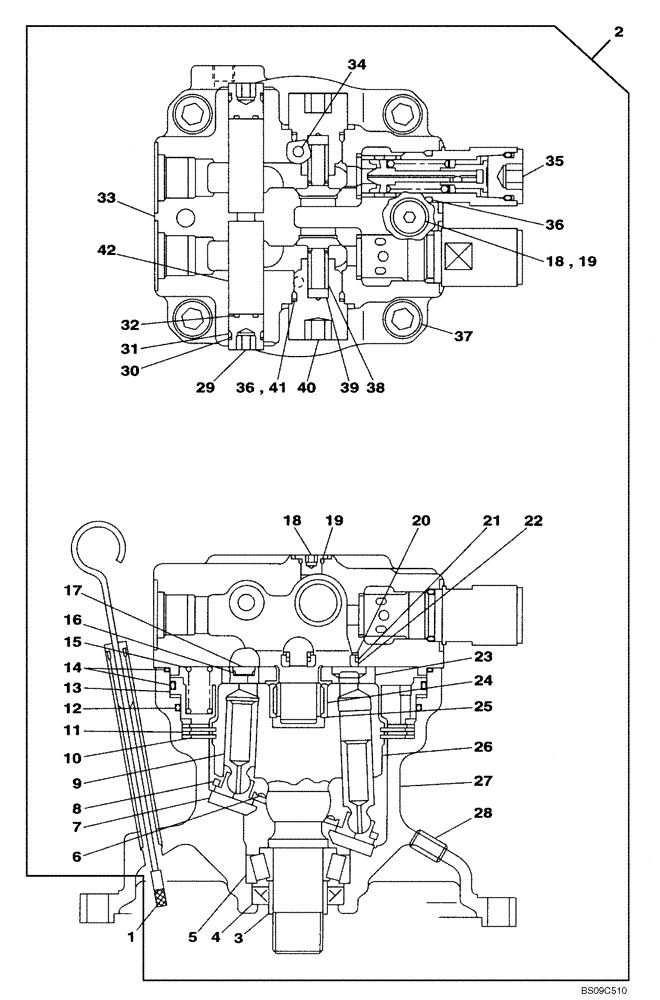 Схема запчастей Case CX130B - (08-51[01]) - SWING HYDRAULIC MOTOR (08) - HYDRAULICS