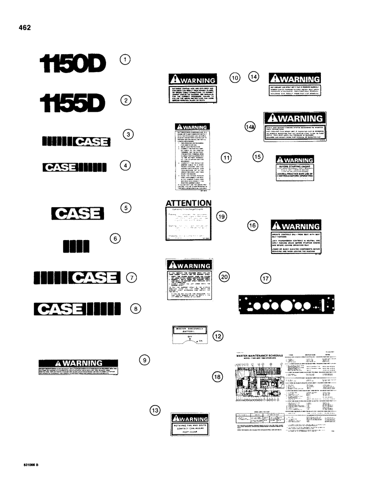 Схема запчастей Case 1150D - (462) - DECALS (09) - CHASSIS/ATTACHMENTS