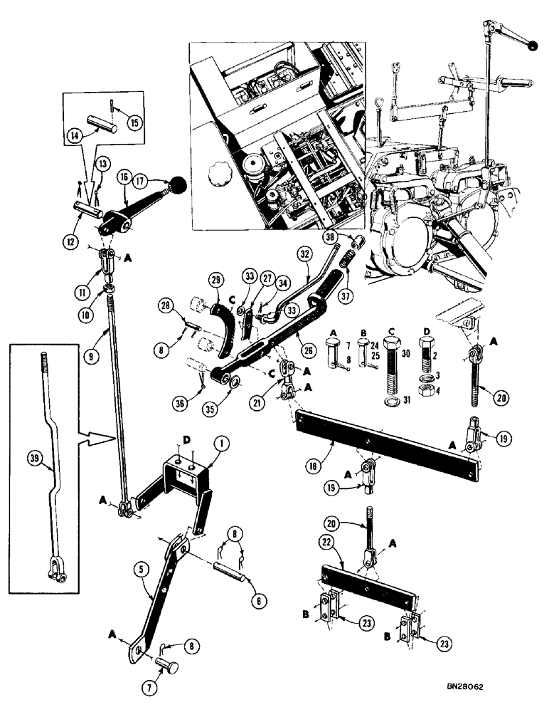 Схема запчастей Case 1000D - (138) - PARKING BRAKE AND TWO SPEED SHIFT LEVER (04) - UNDERCARRIAGE