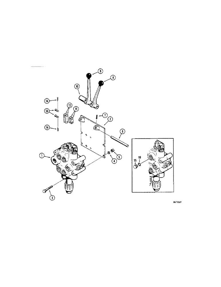 Схема запчастей Case 310G - (212[1]) - EQUIPMENT CONTROL VALVES AND LEVERS (TWO LEVERS - TWO SPOOLS) (07) - HYDRAULIC SYSTEM