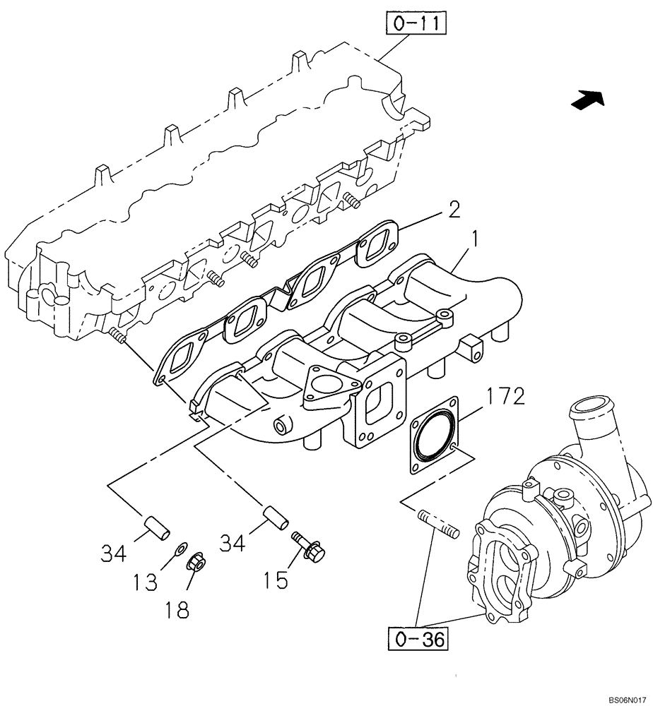 Схема запчастей Case CX225SR - (02-22) - EXHAUST PIPE (02) - ENGINE