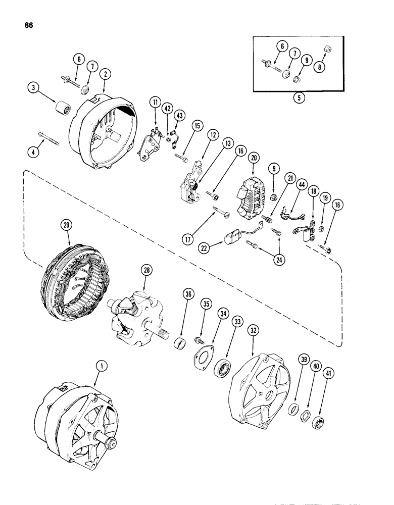 Схема запчастей Case 1150D - (086) - A167152 ALTERNATOR (04) - ELECTRICAL SYSTEMS