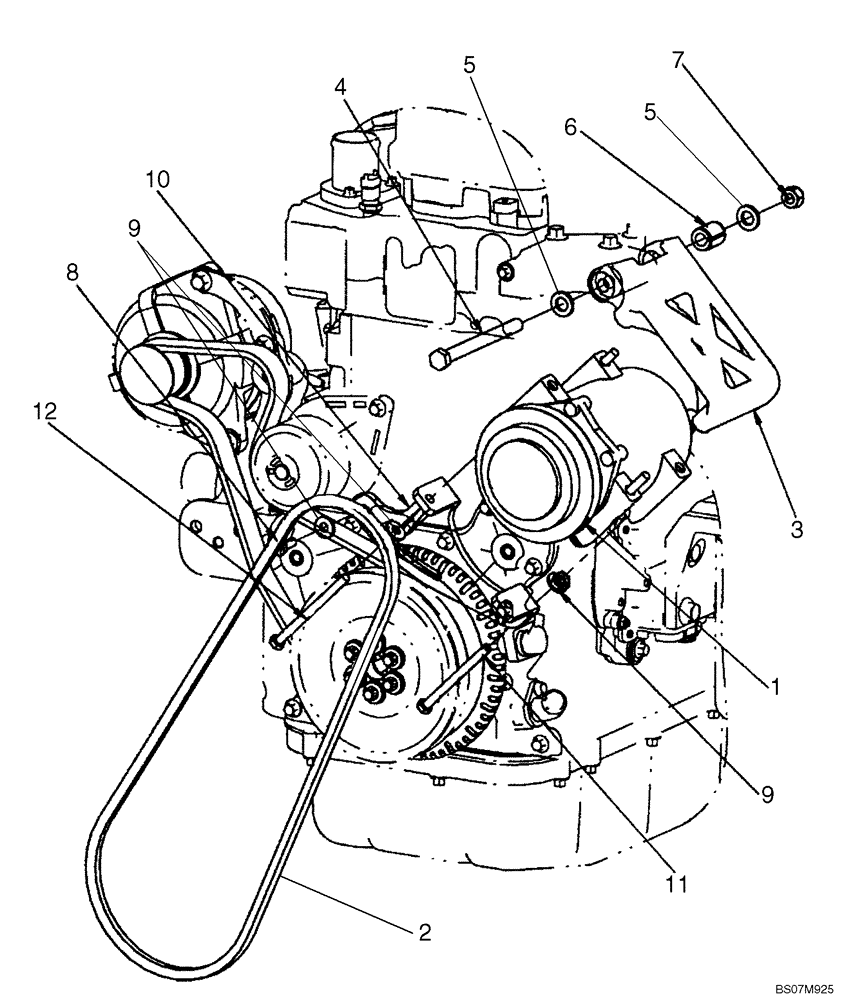 Схема запчастей Case 521E - (09-86) - AIR CONDITIONING - COMPRESSOR (09) - CHASSIS