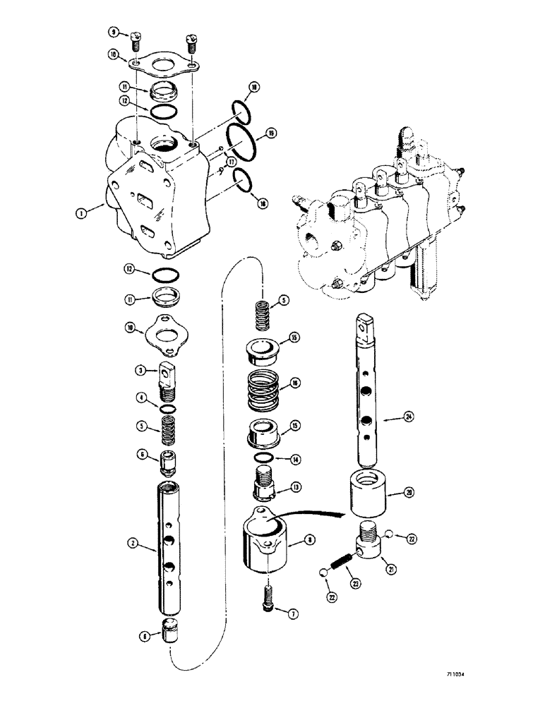 Схема запчастей Case 33 - (194) - D52970 CONTROL VALVE (4 SPOOL), PITCH, TILT AND IMPLEMENT SPOOLS 