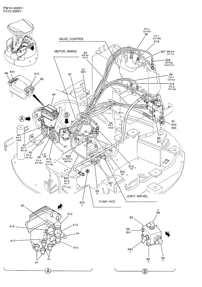 Схема запчастей Case CX36B - (05-009) - CONTROL LINES, REMOTE (WITH A PUMP Z PORT) OPTIONAL PARTS