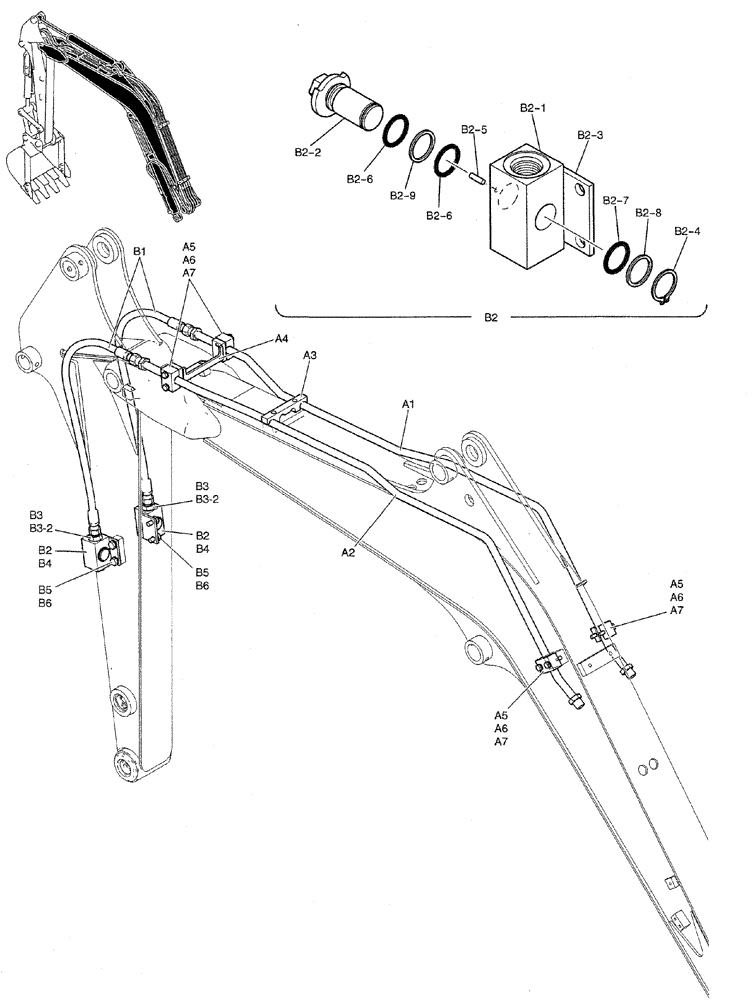 Схема запчастей Case CX27B PV13 - (03-003) - HYD LINES, BOOM 2.15 M (NIBBLER & BREAKER) Attachments