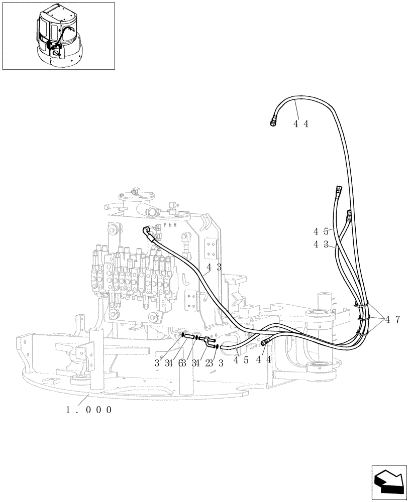 Схема запчастей Case CX31B - (5.0088[02]) - CONTROL LINES VALVE (SAFETY VALVE) - 747936070, 747936080 (35) - HYDRAULIC SYSTEMS