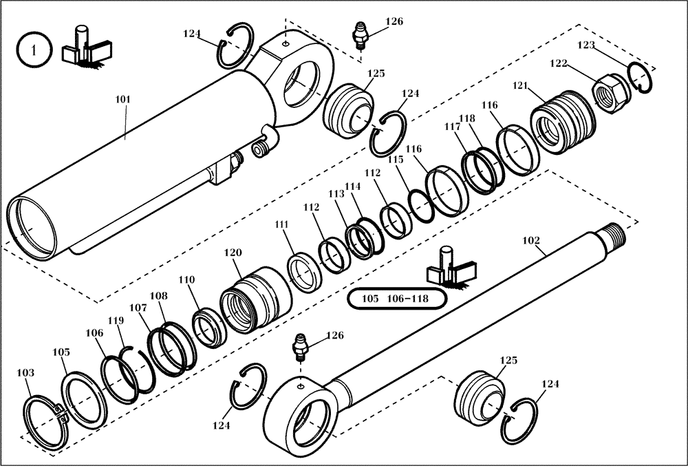 Схема запчастей Case 221D - (24.082[2940454000]) - TIP CYLINDER (35) - HYDRAULIC SYSTEMS