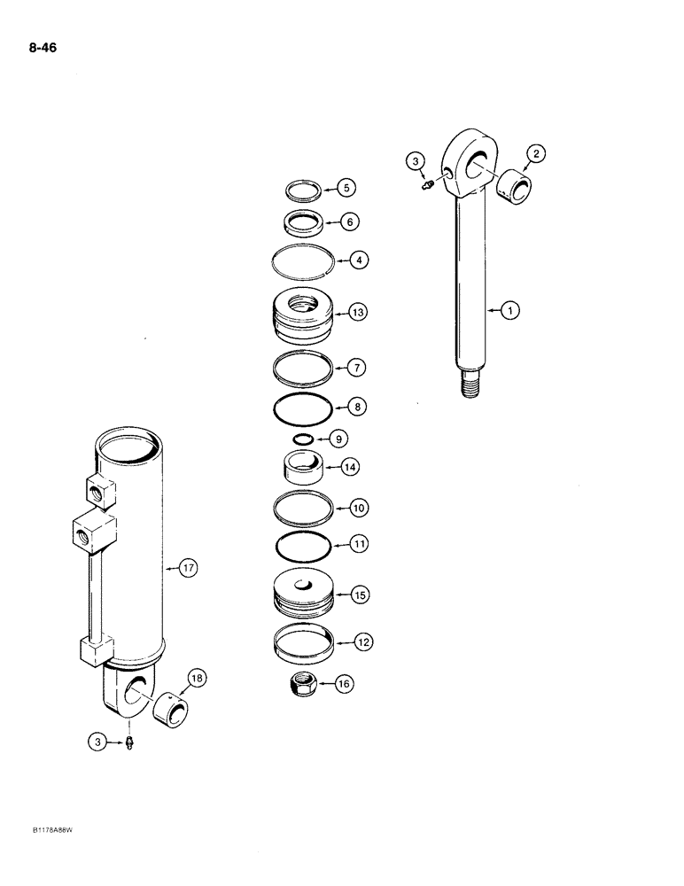 Схема запчастей Case 721 - (8-46) - LOADER AUXILIARY CYLINDER - S300146 (08) - HYDRAULICS