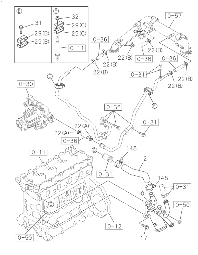 Схема запчастей Case CX210C NLC - (10.400.03) - ENGINE WATER CIRCUIT (10) - ENGINE