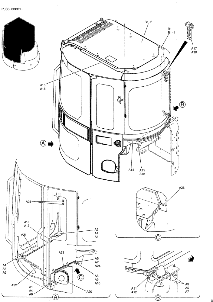 Схема запчастей Case CX50B - (01-050) - CAB INSTAL (PW02C00039F1) (05) - SUPERSTRUCTURE