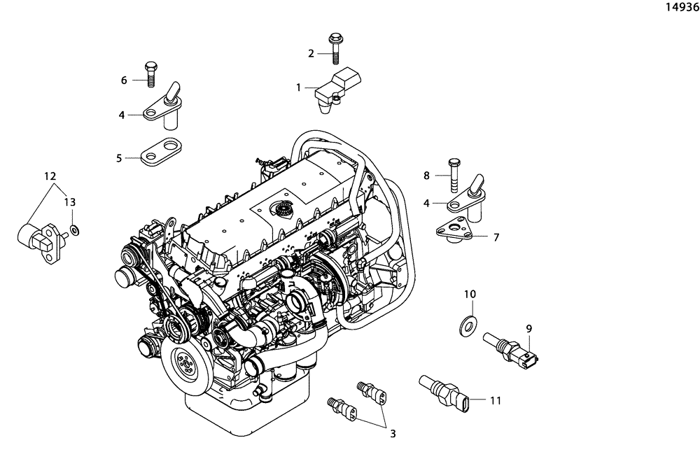 Схема запчастей Case 330B - (01A00000292[001]) - ENGINE SENSOR / SENDER UNITS (87522847) (01) - ENGINE