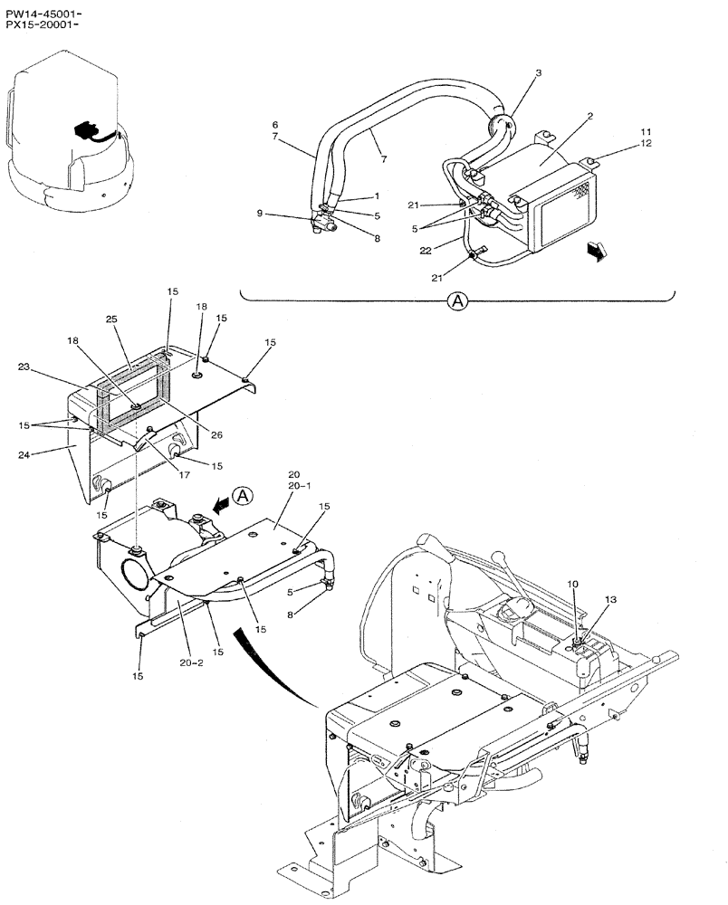 Схема запчастей Case CX31B - (01-074) - HEATER ASSY (WITH HEATER) (50) - CAB CLIMATE CONTROL