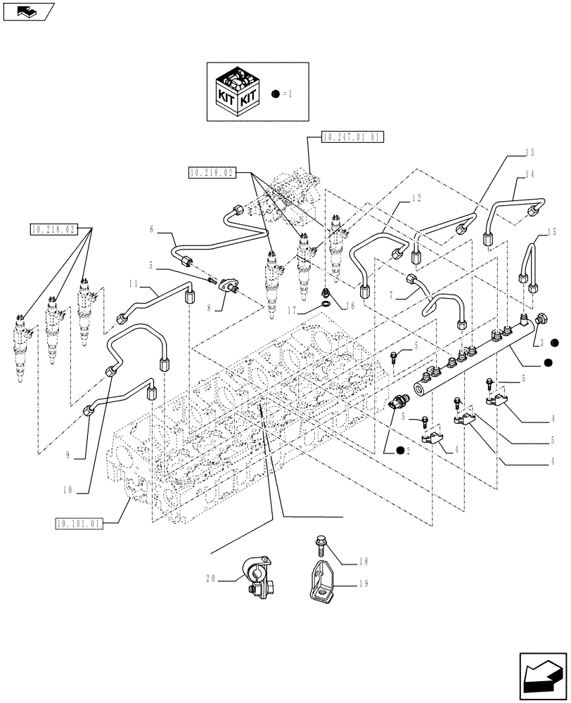 Схема запчастей Case F2CE9684E E017 - (10.218.01 01) - INJECTION EQUIPMENT - PIPING (504129899) (01) - ENGINE