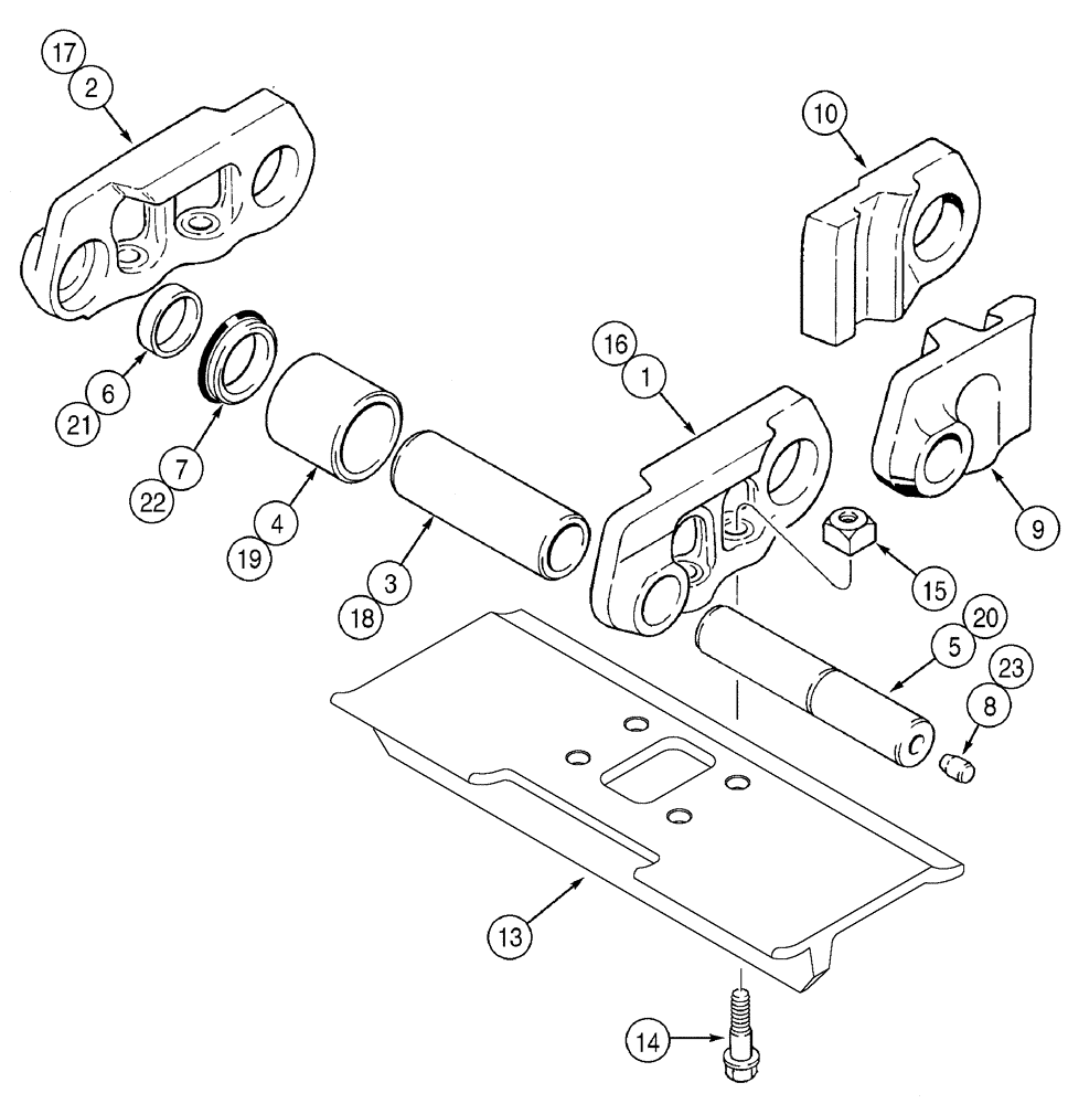Схема запчастей Case 650H - (05-11) - TRACK CHAIN, EXTENDED LIFE - EACH MASTER LINK HAS ONE BOLT HOLE (11) - TRACKS/STEERING