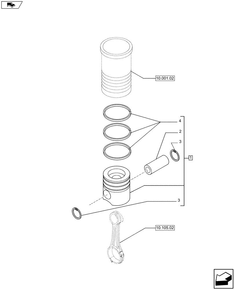 Схема запчастей Case F4HFE413H A001 - (10.105.01) - SHORT BLOCK - PISTON - ENGINE (84518425 - 84496915) (10) - ENGINE