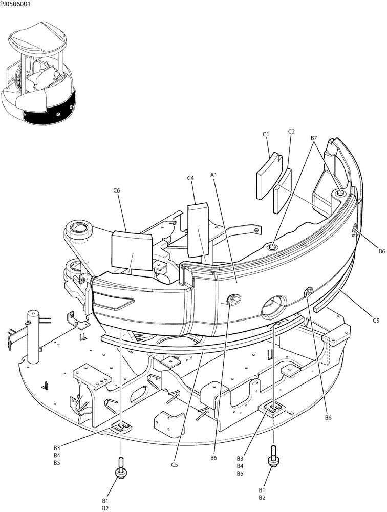 Схема запчастей Case CX50B - (01-004) - COUNTERWEIGHT ASSY (39) - FRAMES AND BALLASTING