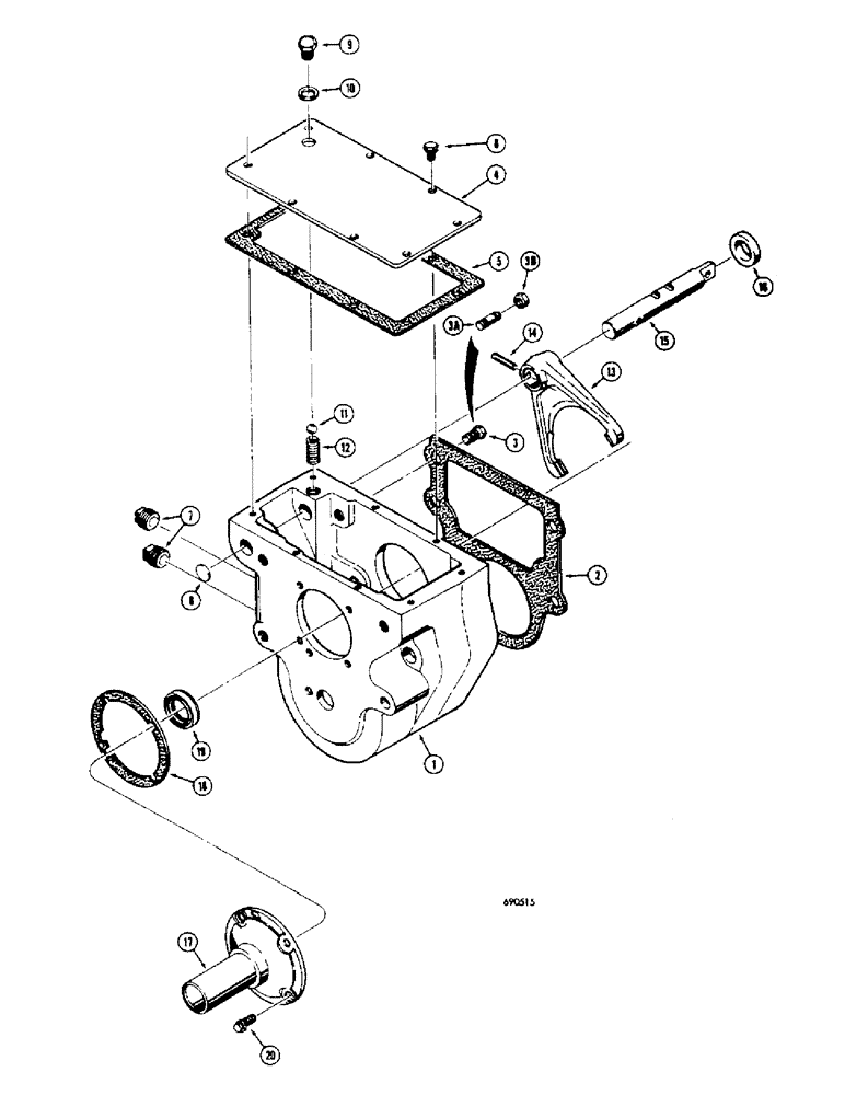 Схема запчастей Case 300 - (050) - TRANSMISSION ASSEMBLY, TRACTOR SERIAL NO. 5770 AND AFTER, REVERSE BOX HOUSING & RELATED PARTS (03) - TRANSMISSION