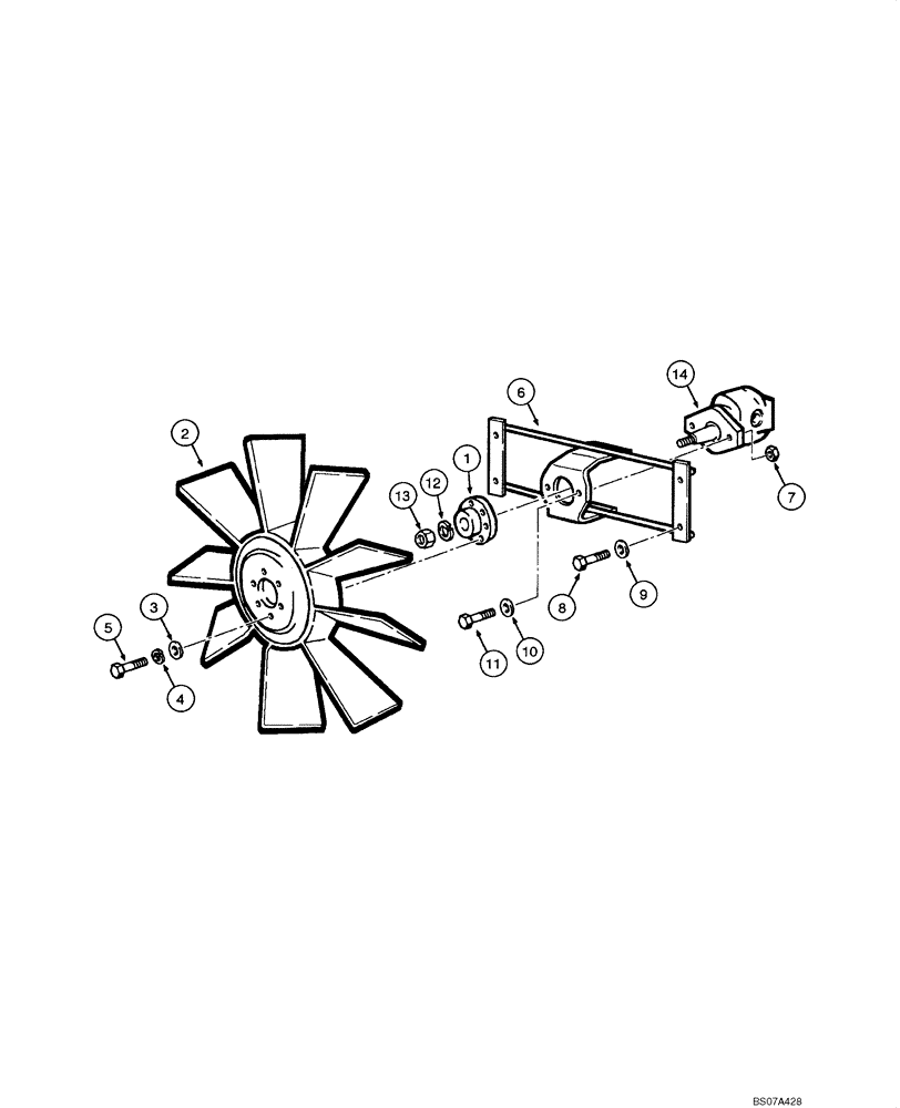 Схема запчастей Case 845 DHP - (02.03[00]) - FAN - MOUNTING (02) - ENGINE