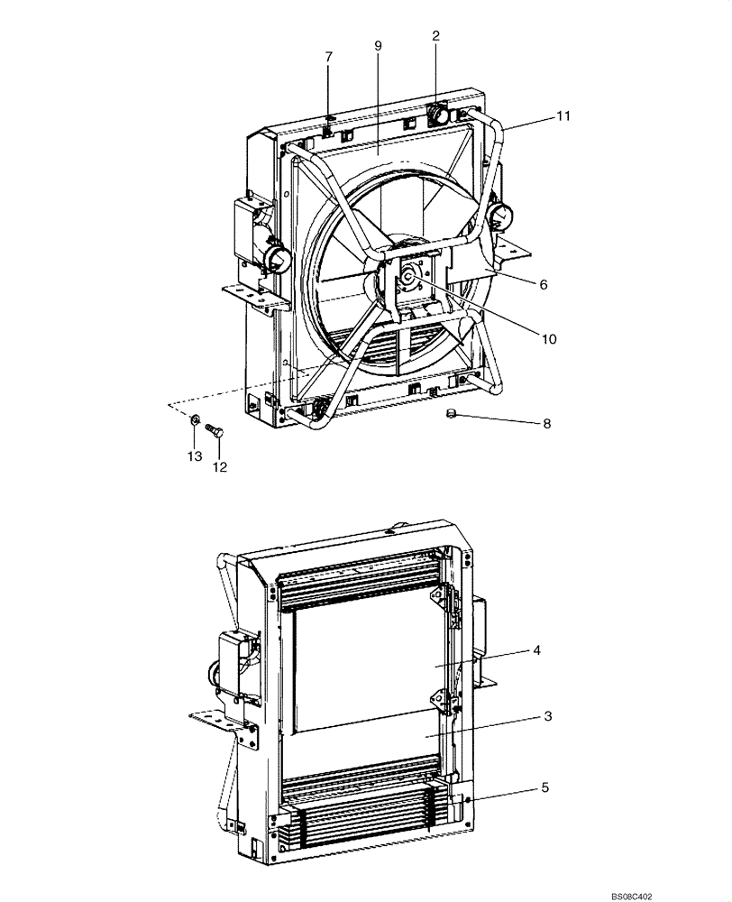 Схема запчастей Case 335B - (04B00000044[001]) - RADIATOR ASSY (P.I.N. HHD0335BN8PGXXXXX AND AFTER) (89500426229) (01) - ENGINE