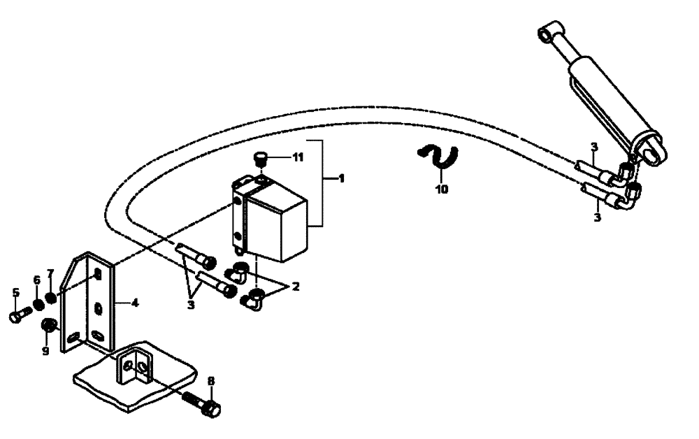 Схема запчастей Case 340B - (59A00010542[001]) - HYDRAULIC TILT, CAB (P.I.N. HHD0340BN7PG58147 AND AFTER) (84244097) (09) - Implement / Hydraulics / Frame / Brakes