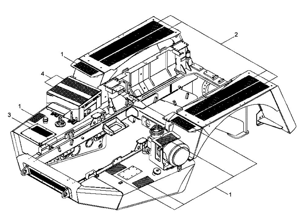 Схема запчастей Case 330B - (98A00000869[001]) - ANTI-SLIP PAD INSTAL (87566018) (13) - Electrical System / Decals