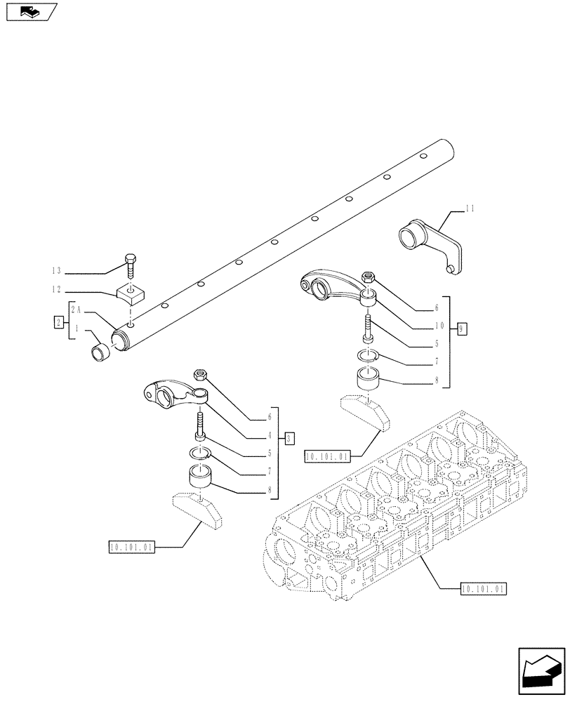 Схема запчастей Case F3DFA613B E004 - (10.106.02) - SHAFT & ROCKER ARMS (504386670) (10) - ENGINE