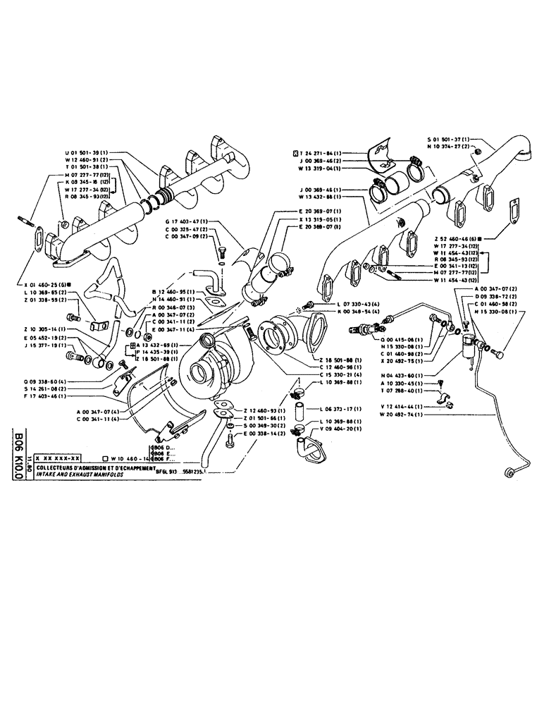 Схема запчастей Case 160CL - (075) - INTAKE AND EXHAUST MANIFOLDS (01) - ENGINE