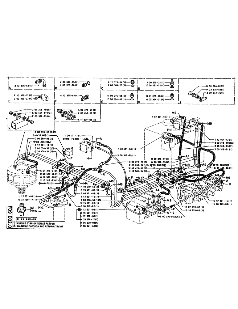 Схема запчастей Case 160CK - (107) - WARMING THROUGH AND RETURN CIRCUIT (07) - HYDRAULIC SYSTEM