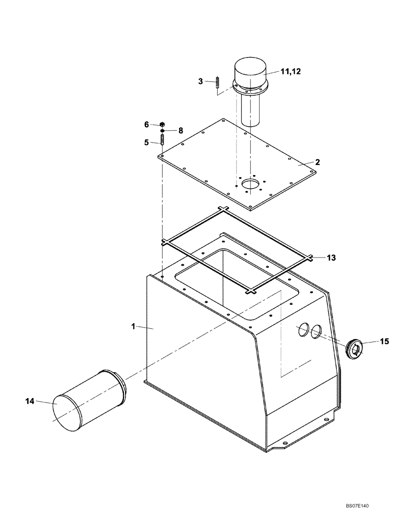 Схема запчастей Case DV201 - (10-370/124[01]) - HYDRAULIC RESERVOIR (GROUP 370/124) (08) - HYDRAULICS