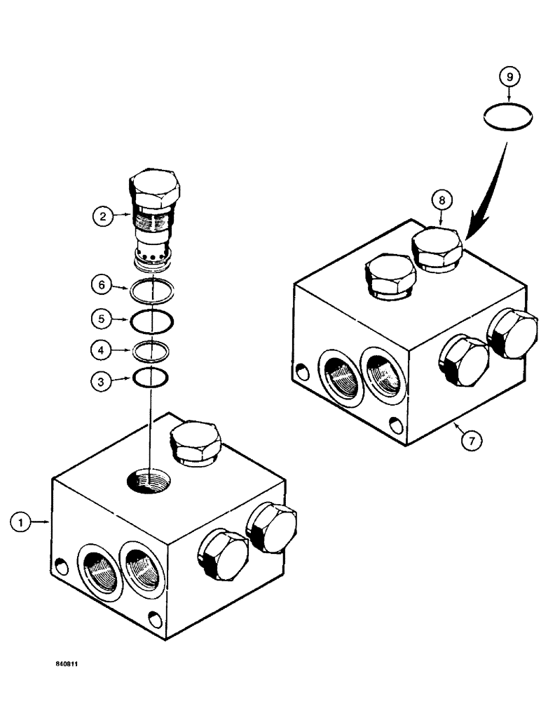 Схема запчастей Case 1187 - (248) - MULTIPLE CHECK VALVE, USED WITH COLLECTOR (07) - HYDRAULIC SYSTEM