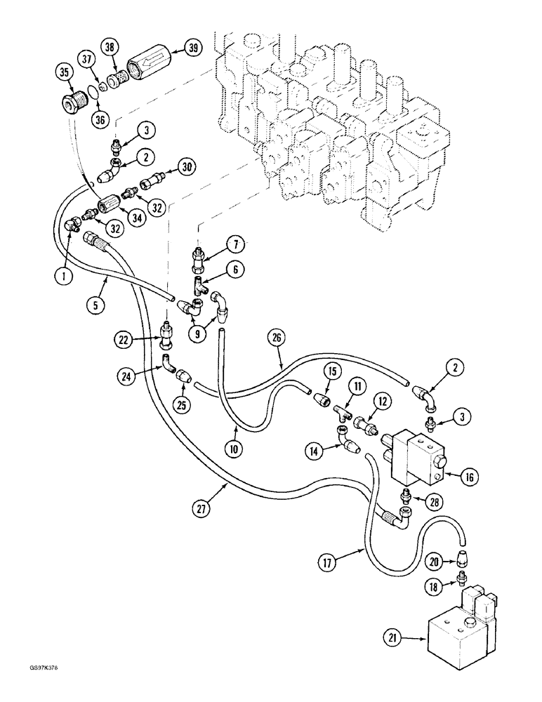 Схема запчастей Case 170C - (8-052) - HYDRAULIC CONTROL CIRCUIT, FOR HEAVY LIFT, P.I.N. 74501 (08) - HYDRAULICS