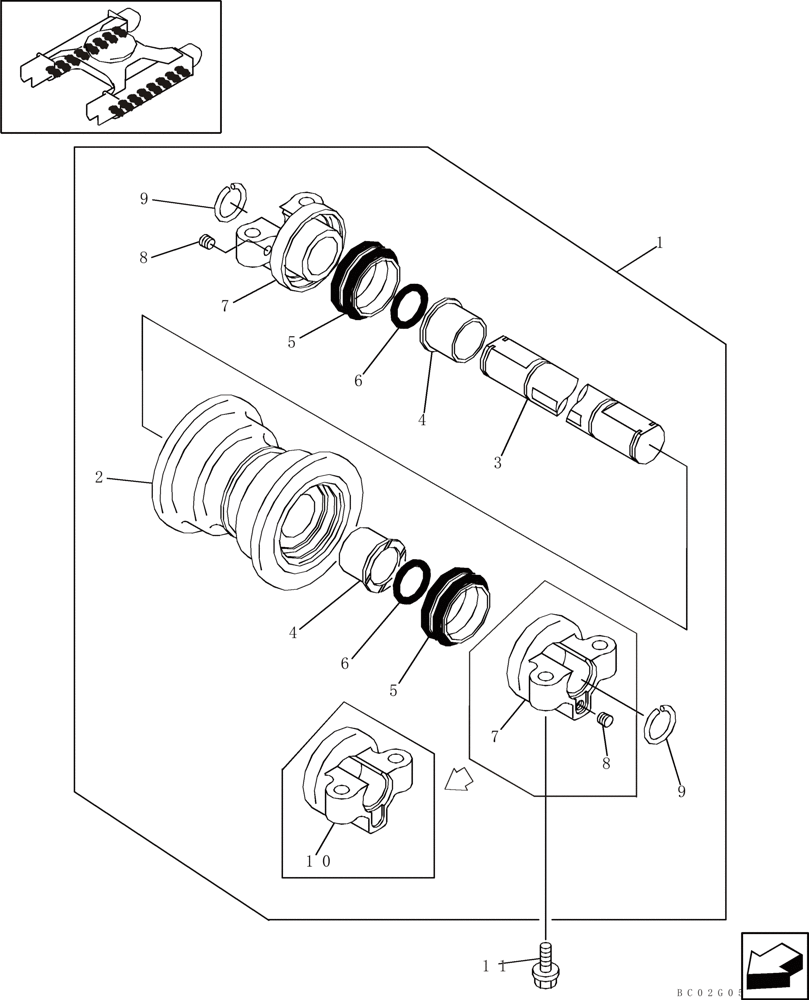 Схема запчастей Case CX160 - (05-12) - TRACK - ROLLER, LOWER (11) - TRACKS/STEERING