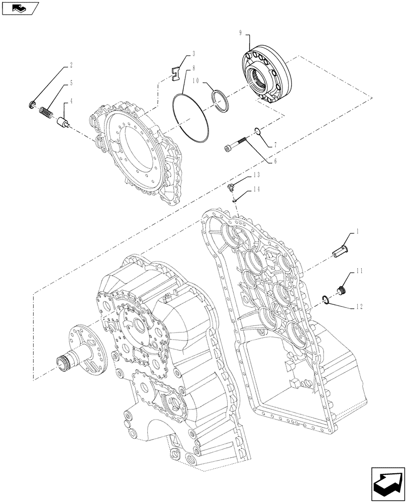 Схема запчастей Case 821F - (21.100.03) - TRANSMISSION, REGULATOR VALVE AND OIL PUMP (21) - TRANSMISSION