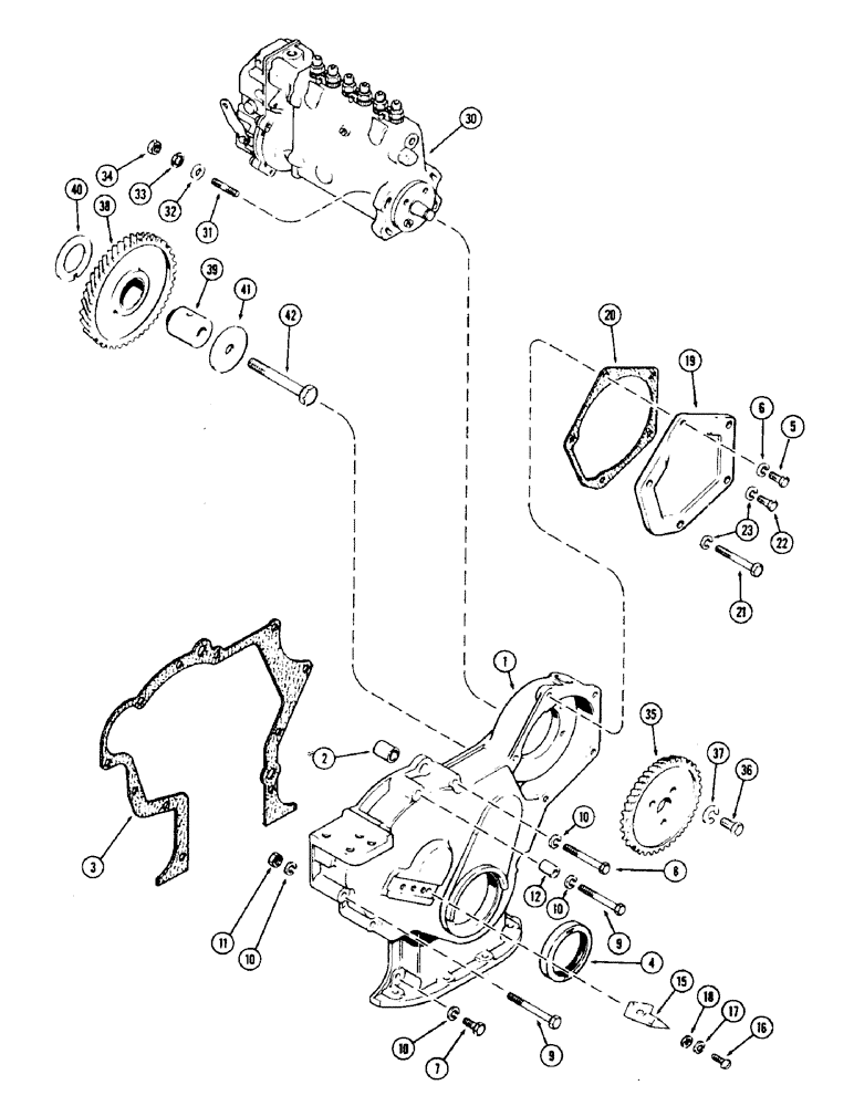 Схема запчастей Case 40 - (036) - TIMING GEAR COVER, 504BDT ENGINE (10) - ENGINE