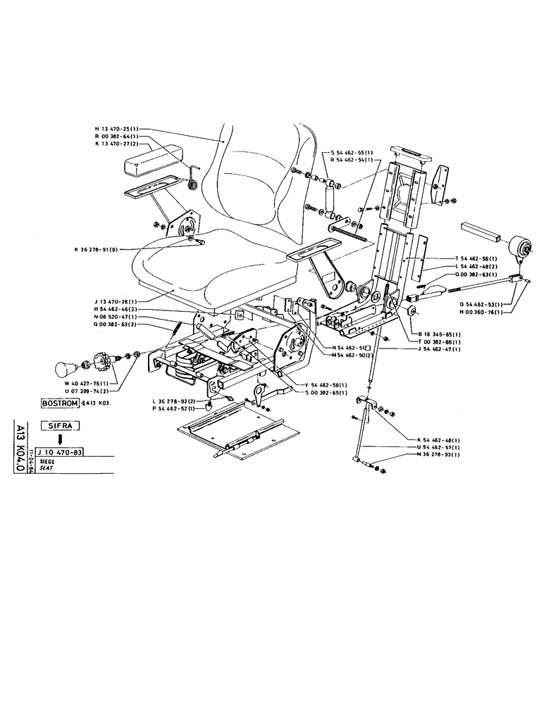 Схема запчастей Case 220 - (026) - SEAT (12) - Chassis/Attachments