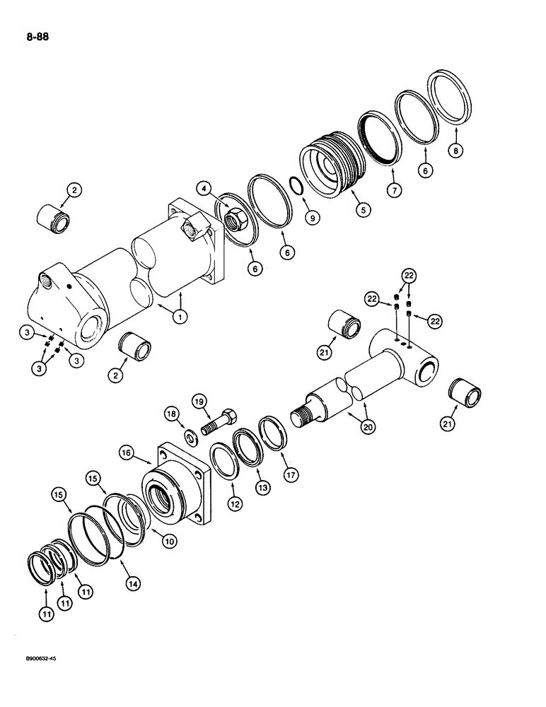 Схема запчастей Case 1085C - (8-088) - BOOM CYLINDER (08) - HYDRAULICS