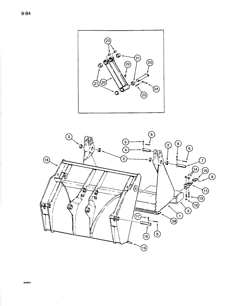 Схема запчастей Case 1085B - (9-084) - 4-IN-1 BUCKET (09) - CHASSIS