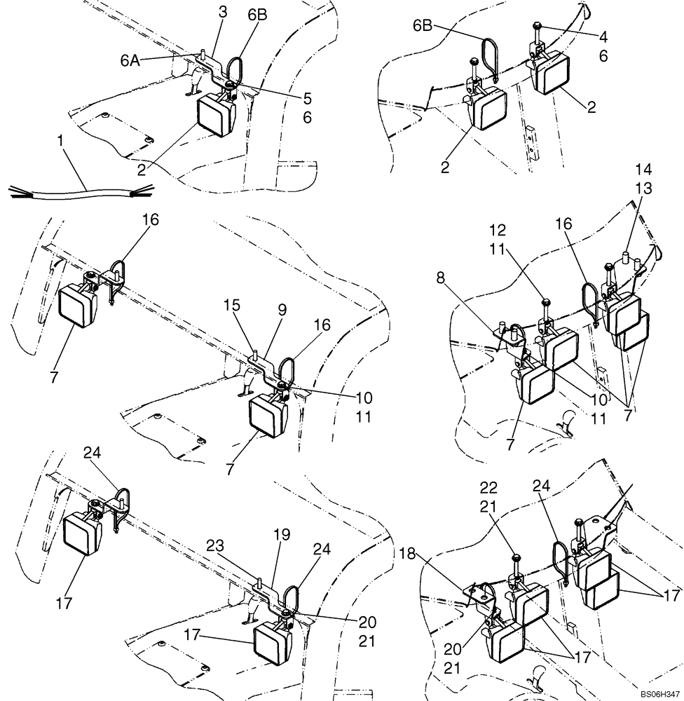 Схема запчастей Case 850K - (04-19) - LAMPS, ROPS CANOPY (04) - ELECTRICAL SYSTEMS