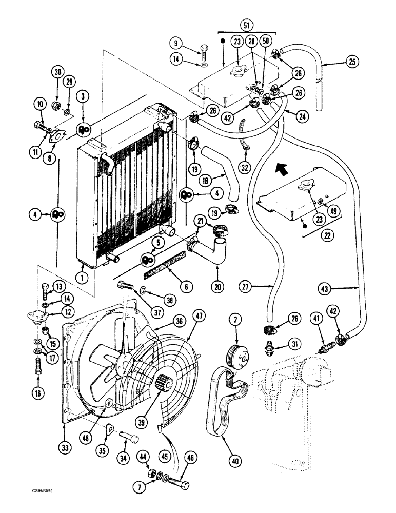 Схема запчастей Case 688BCK - (2-08) - COOLING SYSTEM, 688B CK (120301-) (01) - ENGINE