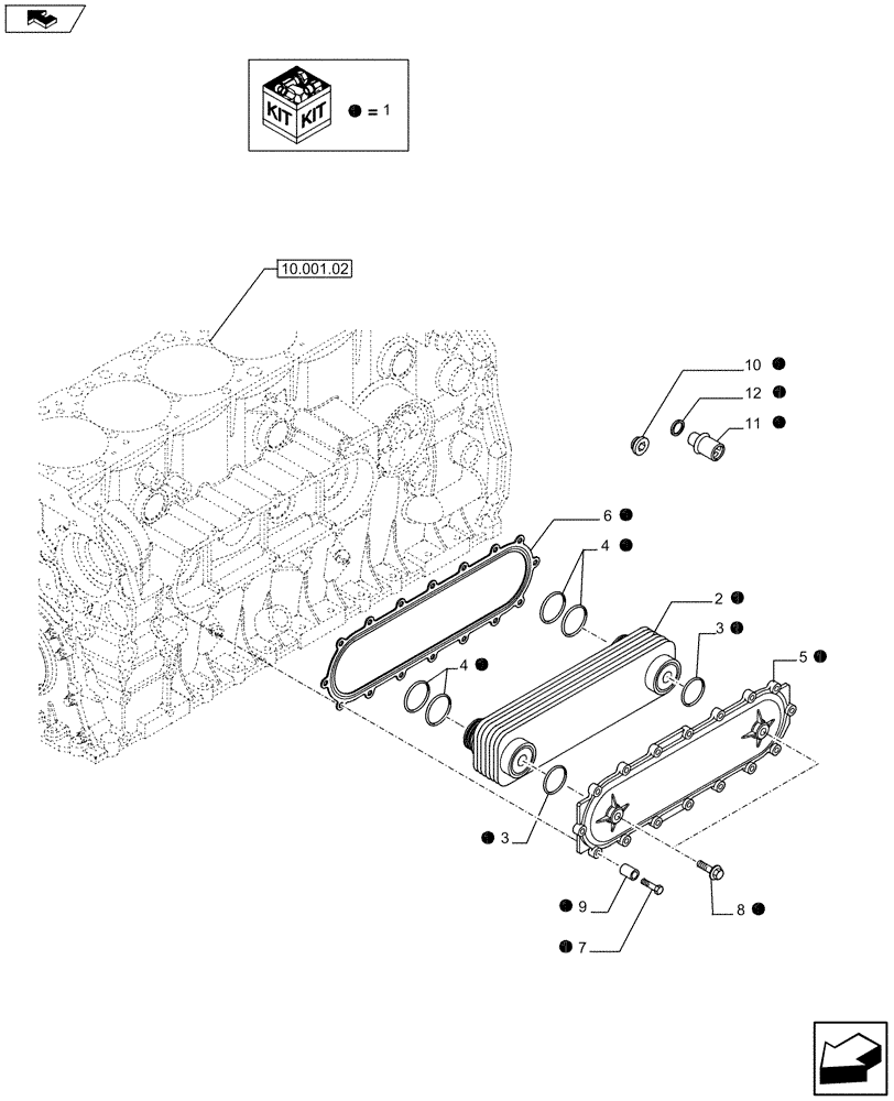 Схема запчастей Case 1121F - (10.408.01) - HEAT EXCHANGER (10) - ENGINE