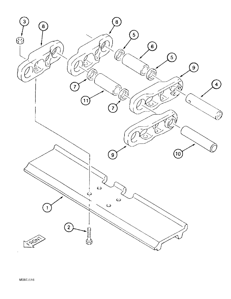 Схема запчастей Case 9050B - (5-06) - TRACK CHAIN AND SHOES, *TIMBER KING MODELS, P.I.N. EAC0531007 AND AFTER (11) - TRACKS/STEERING